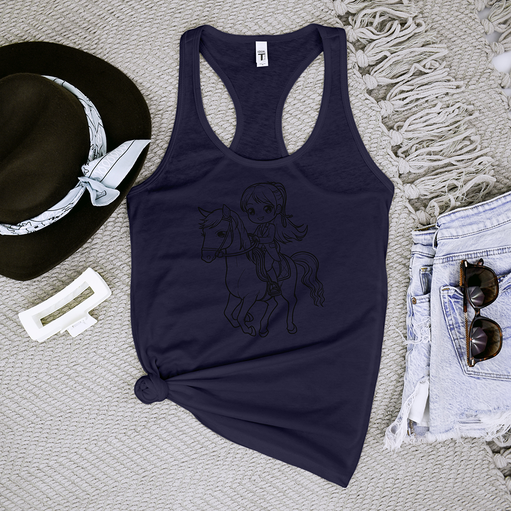 Girl Riding Horse Tank Top