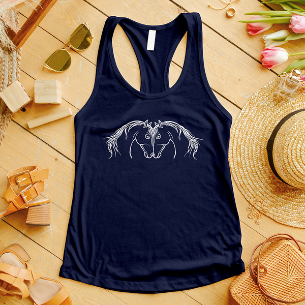 Two Horse Heads Intertwined Tank Top