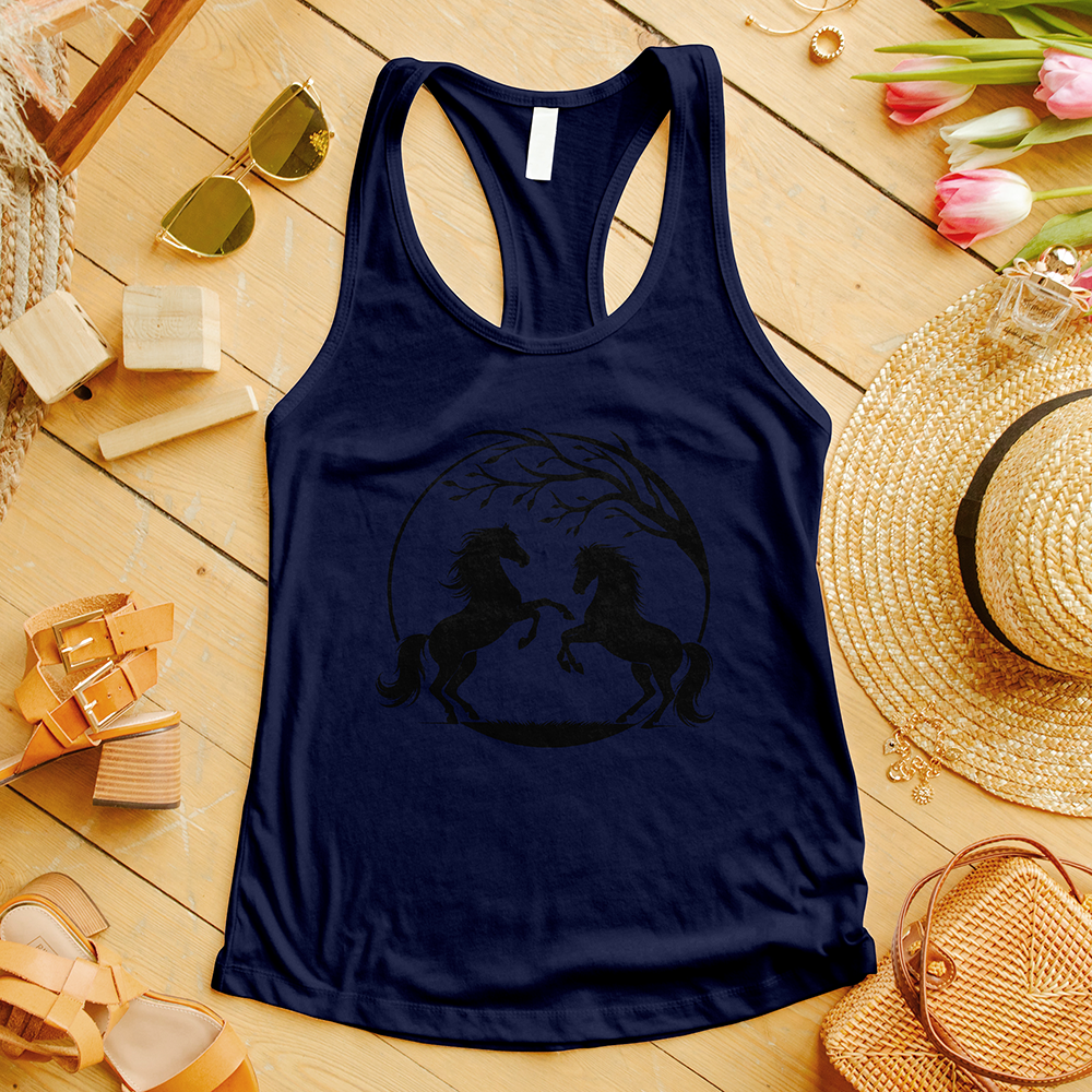 Horses With a Tree Branch Tank Top