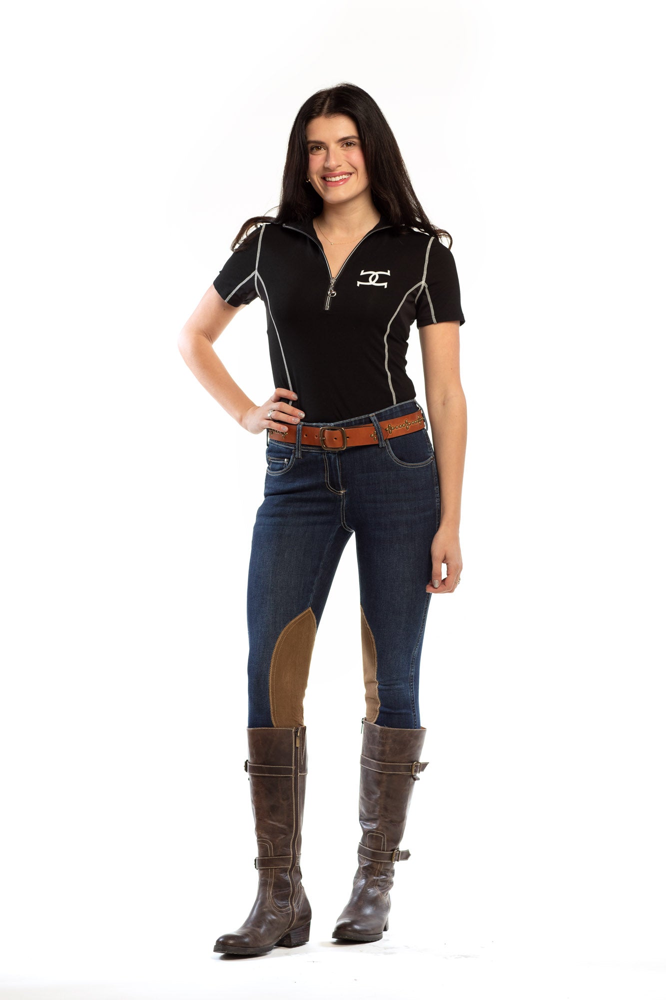 NEW Equestrian Jean - Knee Patch with Cell Phone Pocket - Vintage Wash