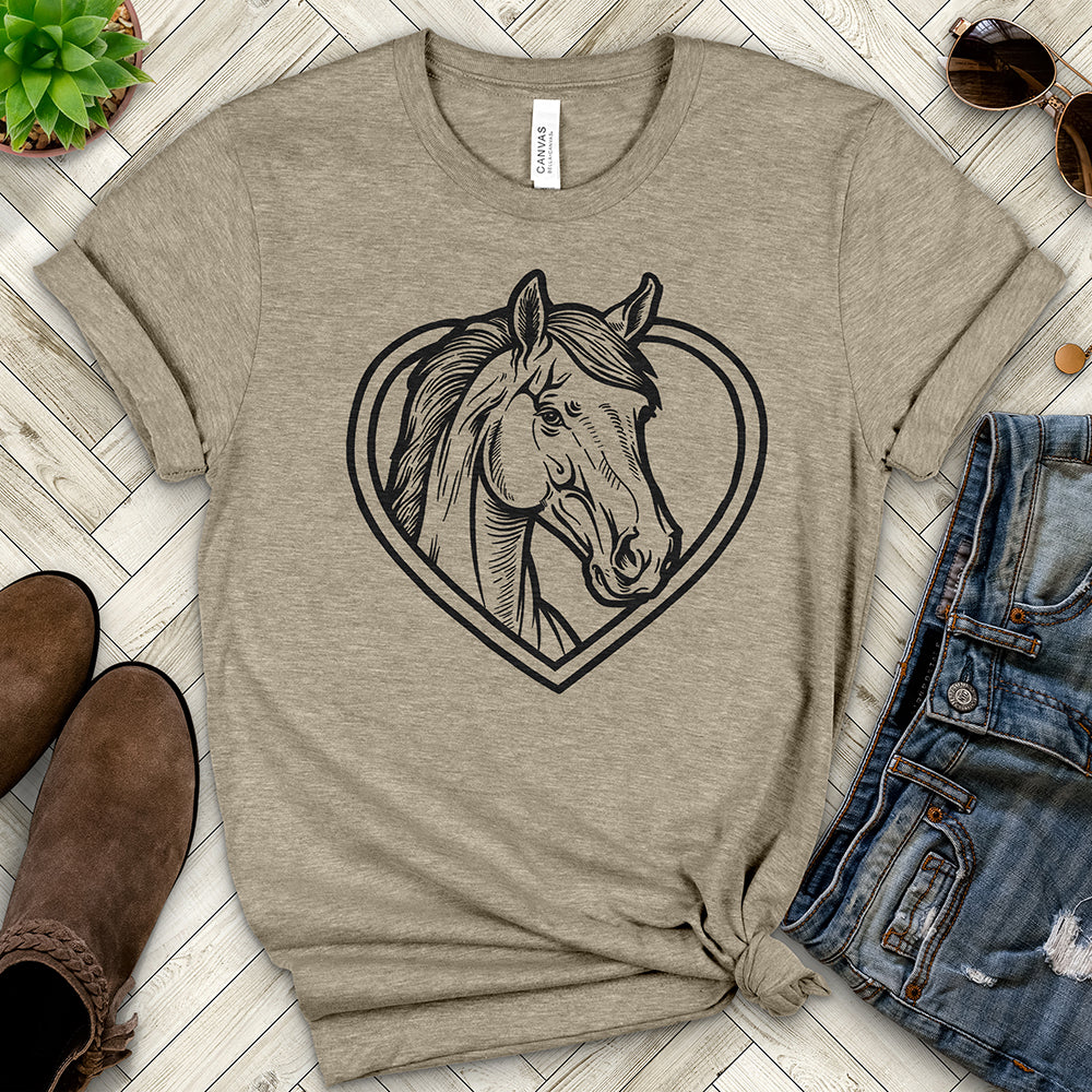 Horse Head Inside a Heart Tee