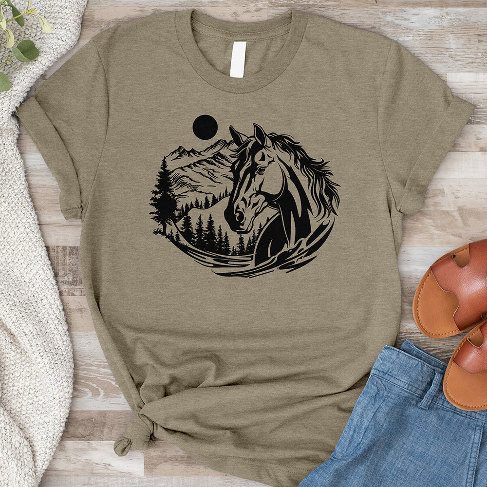 Horse Head With Mountains Tee
