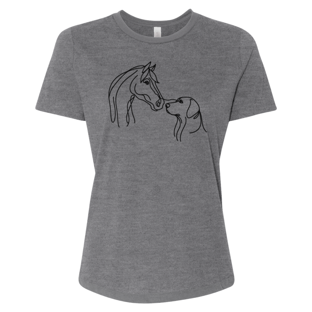 One Line Drawing of a Horse and a Dog Tee