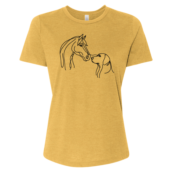 One Line Drawing of a Horse and a Dog Tee