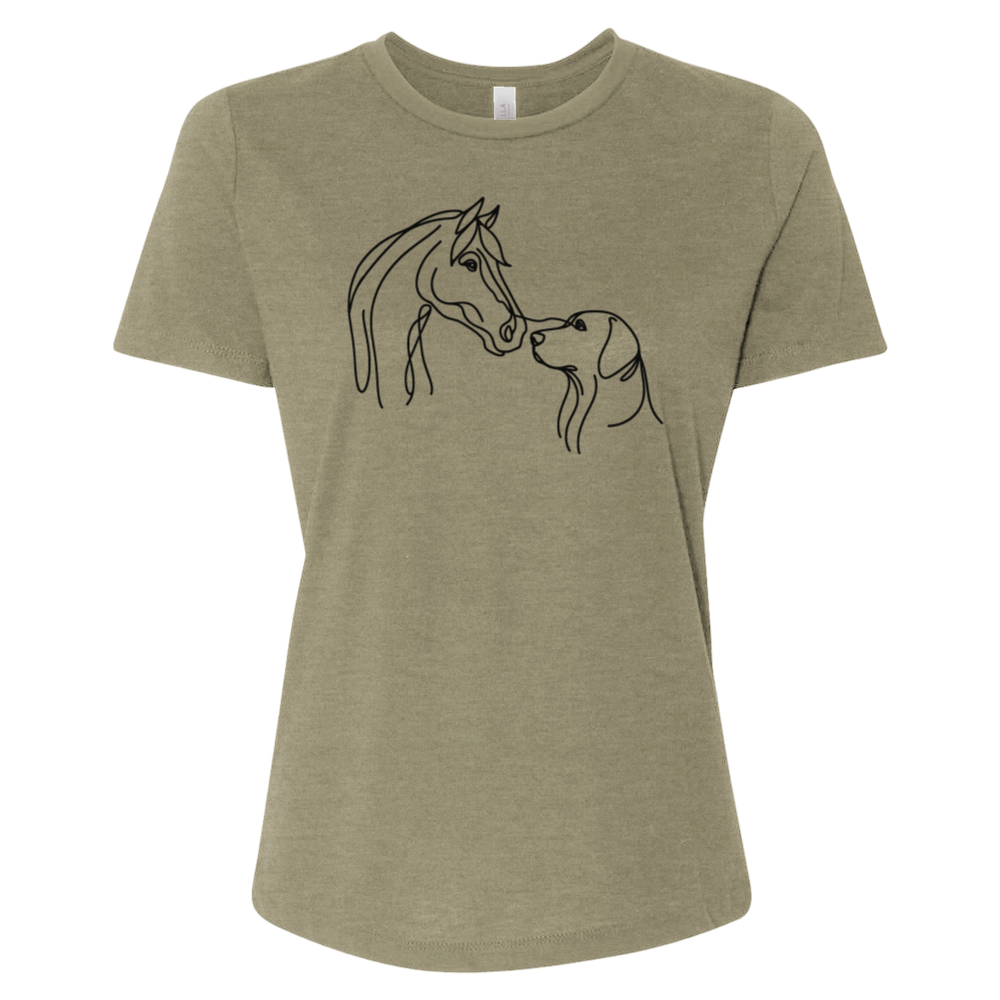 One Line Drawing of a Horse and a Dog Tee
