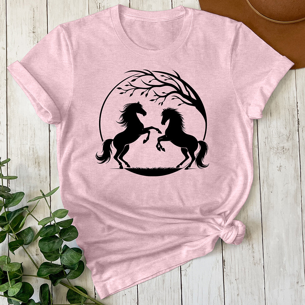 Horses with a Tree Branch Tee