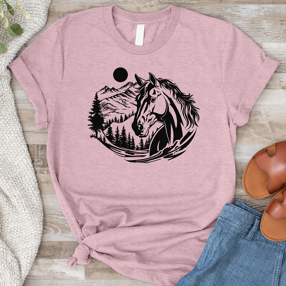 Horse Head With Mountains Tee