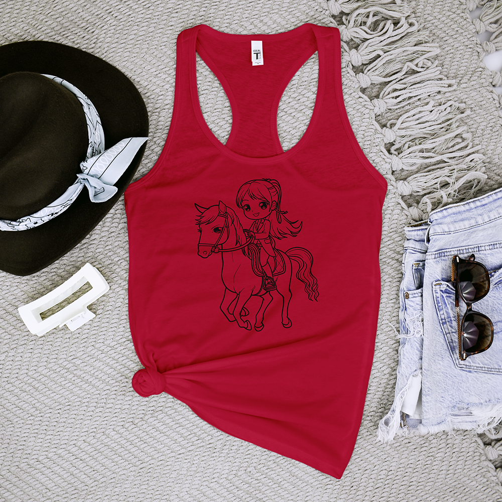 Girl Riding Horse Tank Top