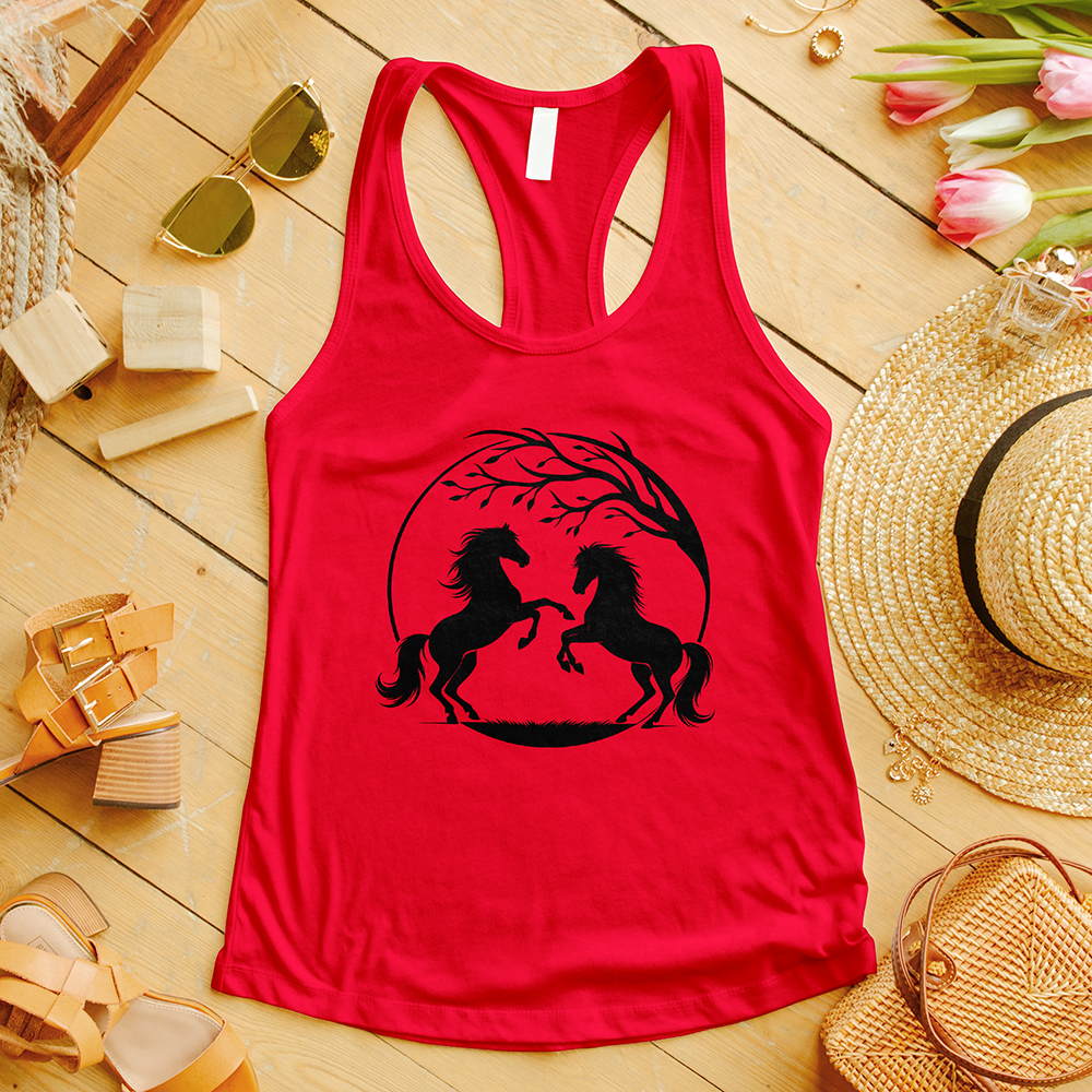 Horses With a Tree Branch Tank Top