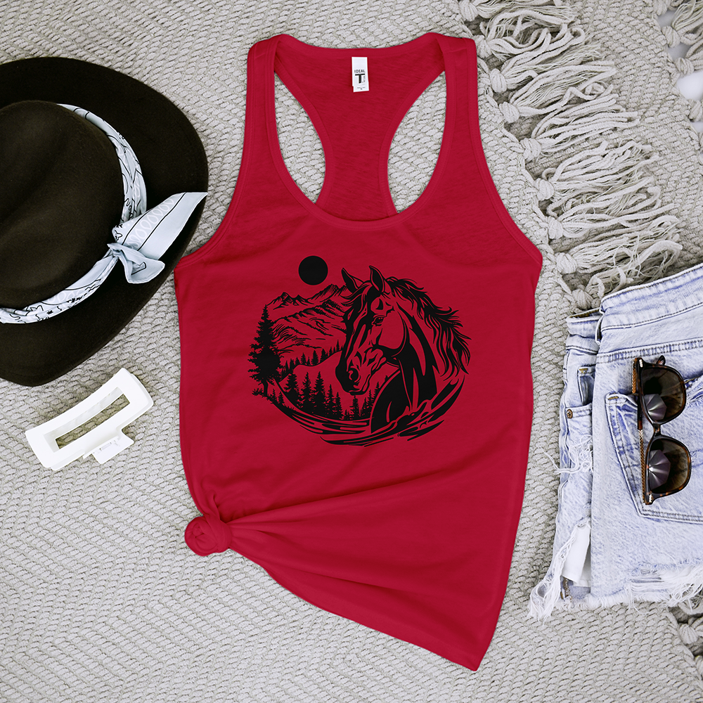 Horse Head With Mountains Tank Top