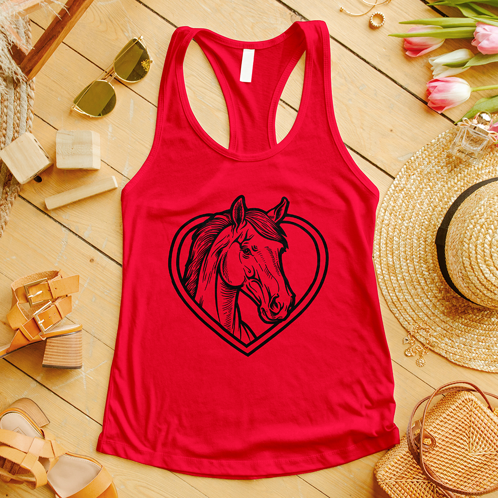 Horse Head Inside a Heart Tank Top