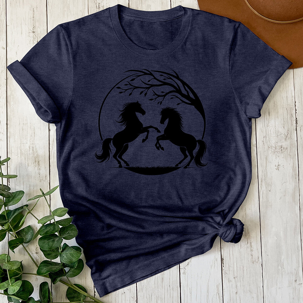 Horses with a Tree Branch Tee