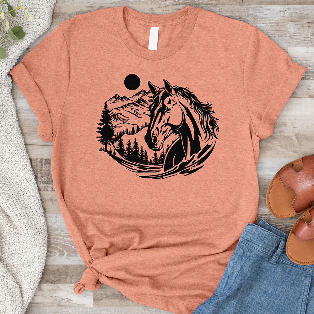 Horse Head With Mountains Tee