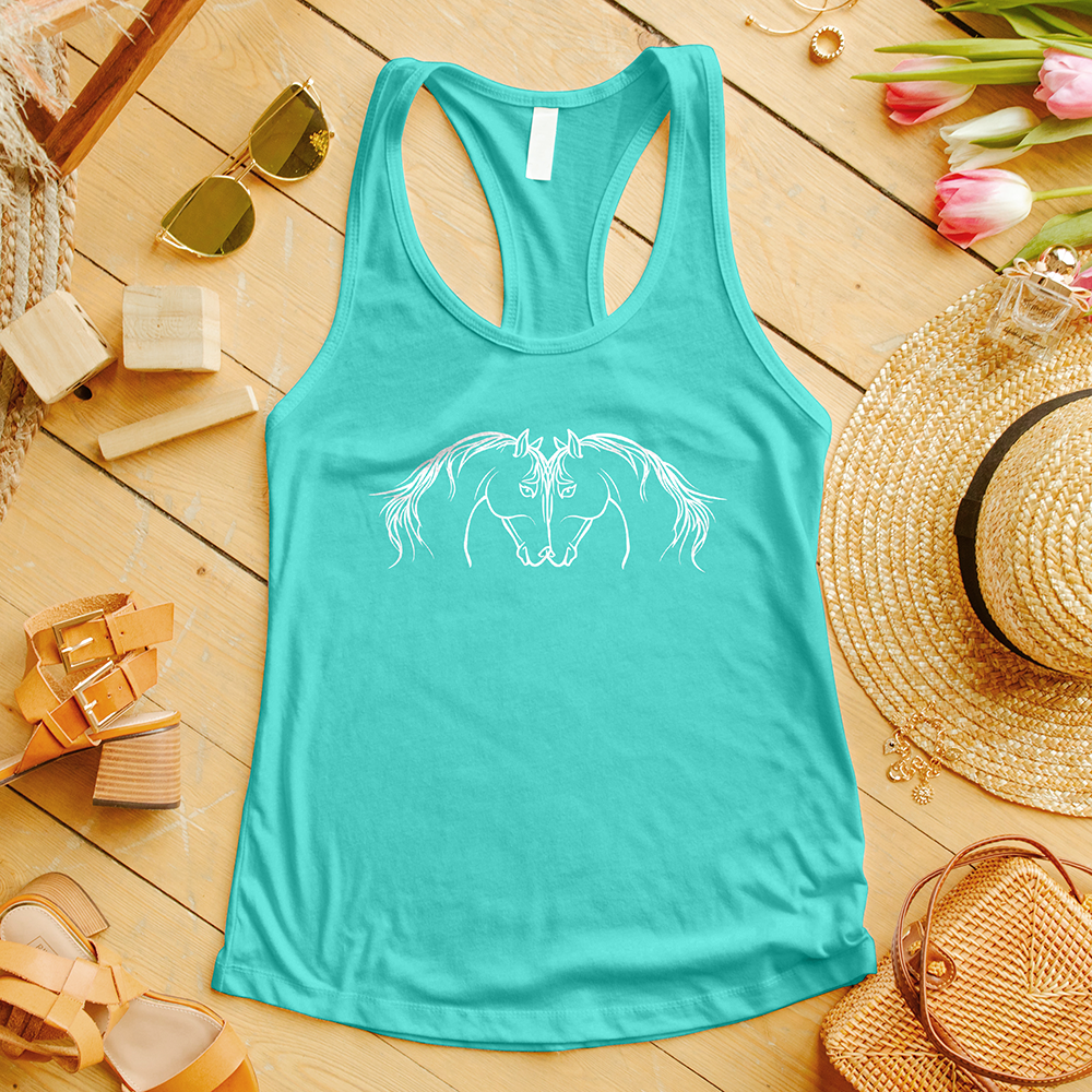 Two Horse Heads Intertwined Tank Top