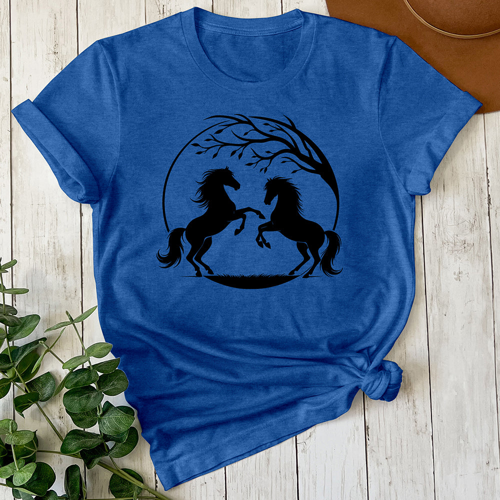Horses with a Tree Branch Tee