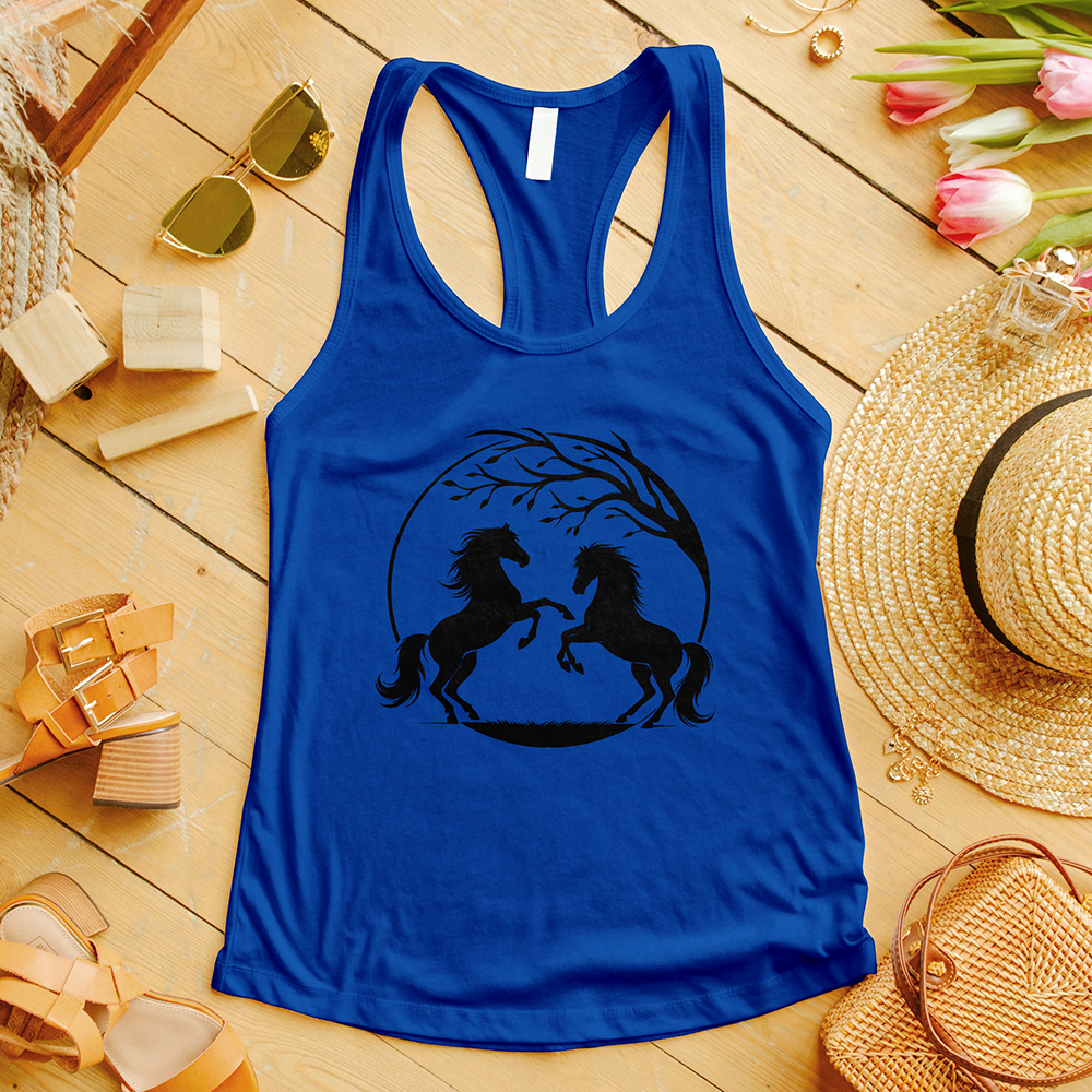Horses With a Tree Branch Tank Top
