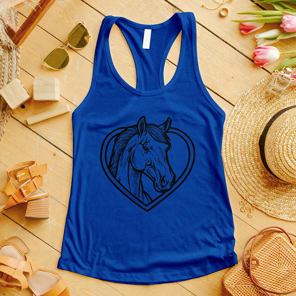 Horse Head Inside a Heart Tank Top