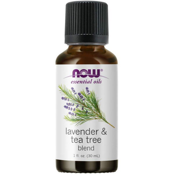 NOW Essential Oils, Lavender & Tea Tree Oil, Stimulating Aromatherapy Scent, Blend of Pure Lavender Oil and Pure Tea Tree Oil, Vegan, Child Resistant Cap, 1-Ounce