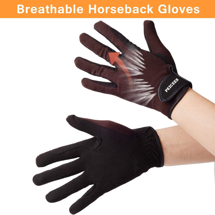 Horse Riding Gloves Professional Equestrian Riding Gloves for Women Men Kids Touchscreen Horseback Riding Gloves for Horse Riding Cycling Motorcycle and Outdoors Black Coffee