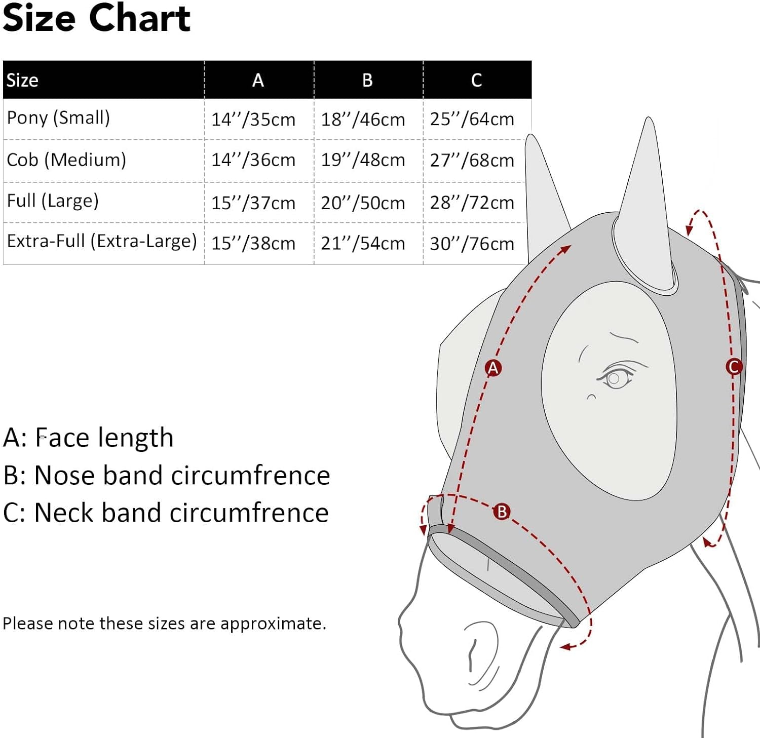 Harrison Howard Super Comfort Stretchy Fly Mask Large Eye Space with UV Protection Soft on Skin with Breathability Navy Blue Cob (Medium)