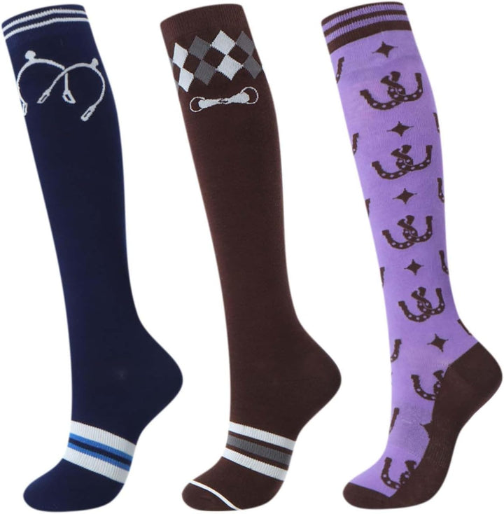 Harrison Howard 3 Pairs Premium Quality Equestrian Riding Socks for Horse Riding &Tall Boot Knee High Socks for Women