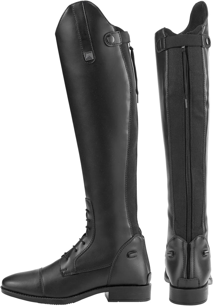 Riding Sport - Ladies' Equestrian Black Synthetic Leather Field Boots - Slim - 7.5