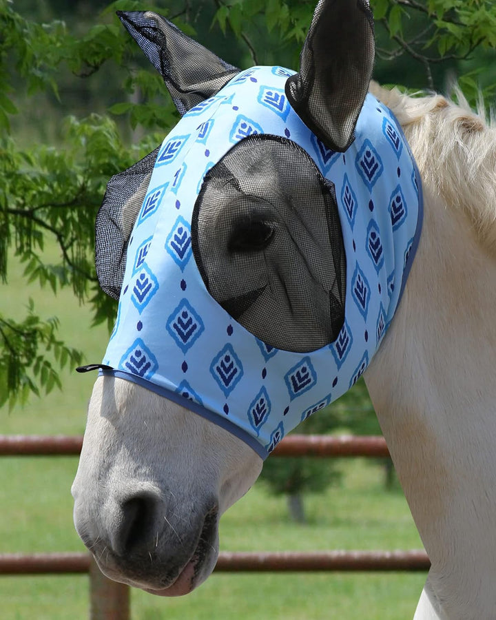 Harrison Howard Super Comfort Stretchy Fly Mask Large Eye Space with UV Protection Soft on Skin with Breathability Navy Blue Cob (Medium)