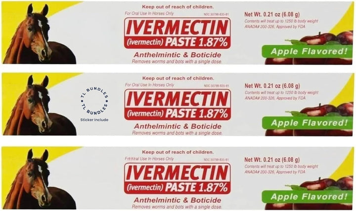 Ivermectin Paste - Horse Wormer 6.08 Grams (3-Pack) Sticker Included