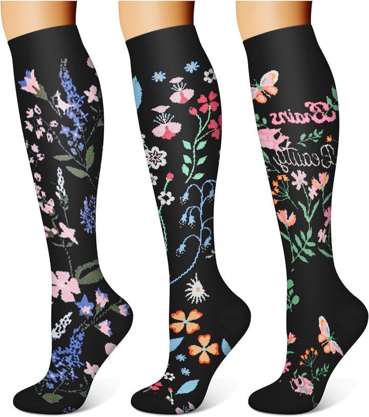 3 Pairs Compression Socks for Women & Men 15-20 Mmhg,Best Support for Nurses Running Hiking