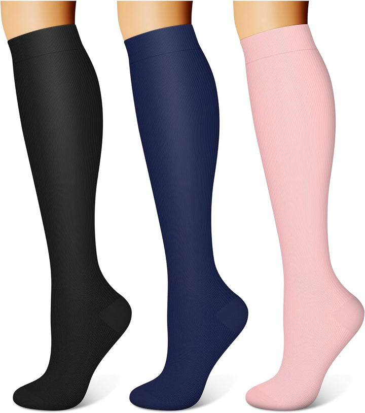 3 Pairs Compression Socks for Women & Men 15-20 Mmhg,Best Support for Nurses Running Hiking