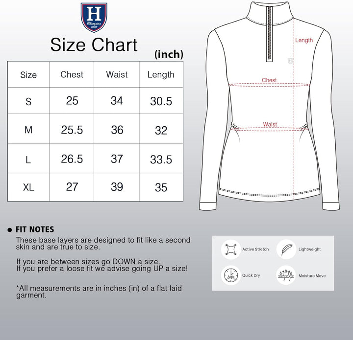 Women'S Equestrian Sweat Absorption Quick Drying Horse Riding Long Sleeve Shirt 1/4 Zip Base Layer