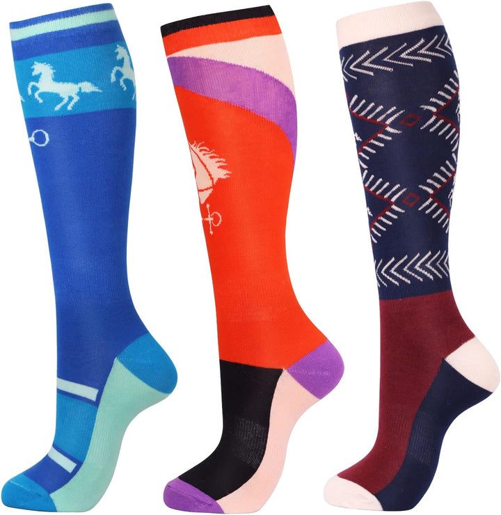 Harrison Howard 3 Pairs Premium Quality Equestrian Riding Socks for Horse Riding &Tall Boot Knee High Socks for Women