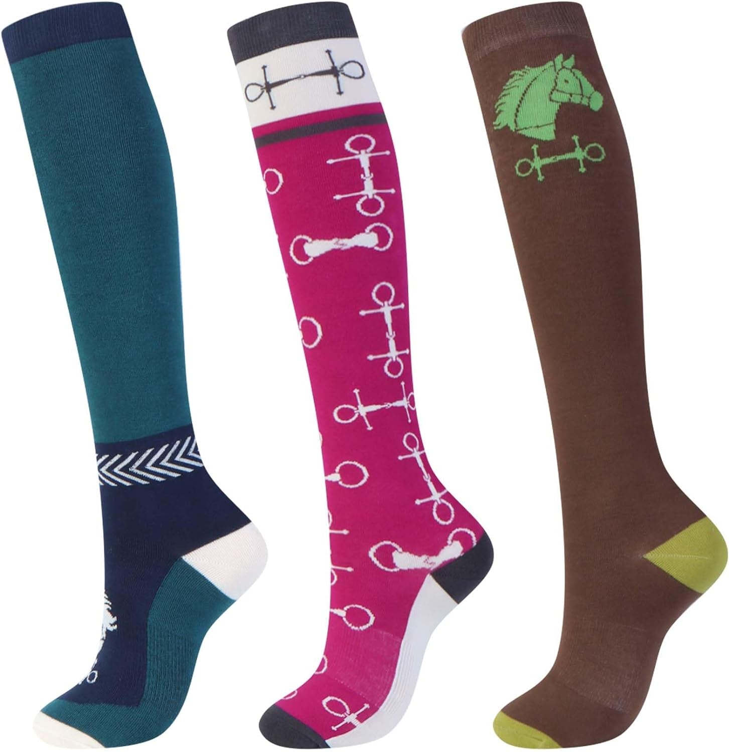 Equestrian Riding Socks - 2-Pair Knee High Boot Socks For Horse Riders