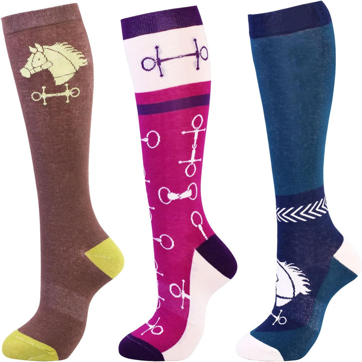 Harrison Howard 3 Pairs Premium Quality Equestrian Riding Socks for Horse Riding &Tall Boot Knee High Socks for Women