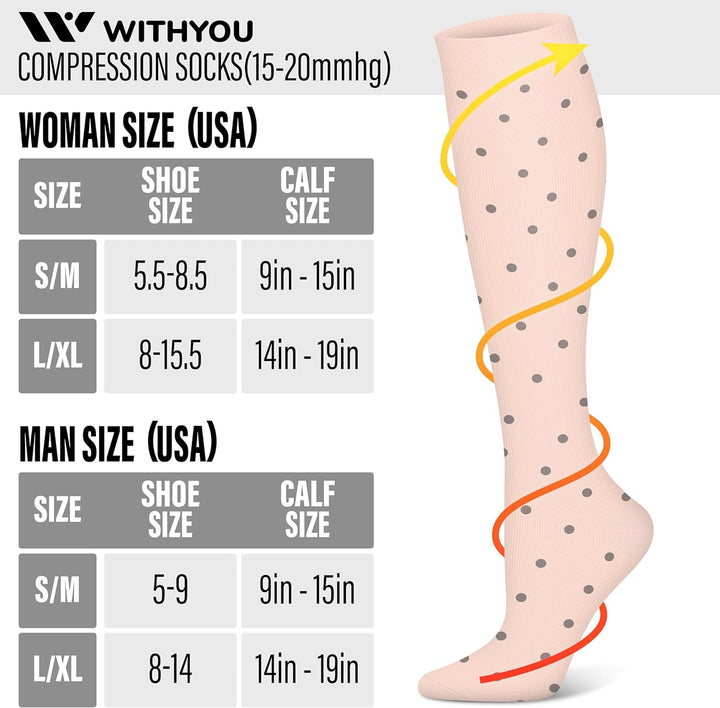 3 Pairs Compression Socks for Women & Men 15-20 Mmhg,Best Support for Nurses Running Hiking