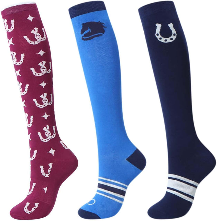 Harrison Howard 3 Pairs Premium Quality Equestrian Riding Socks for Horse Riding &Tall Boot Knee High Socks for Women