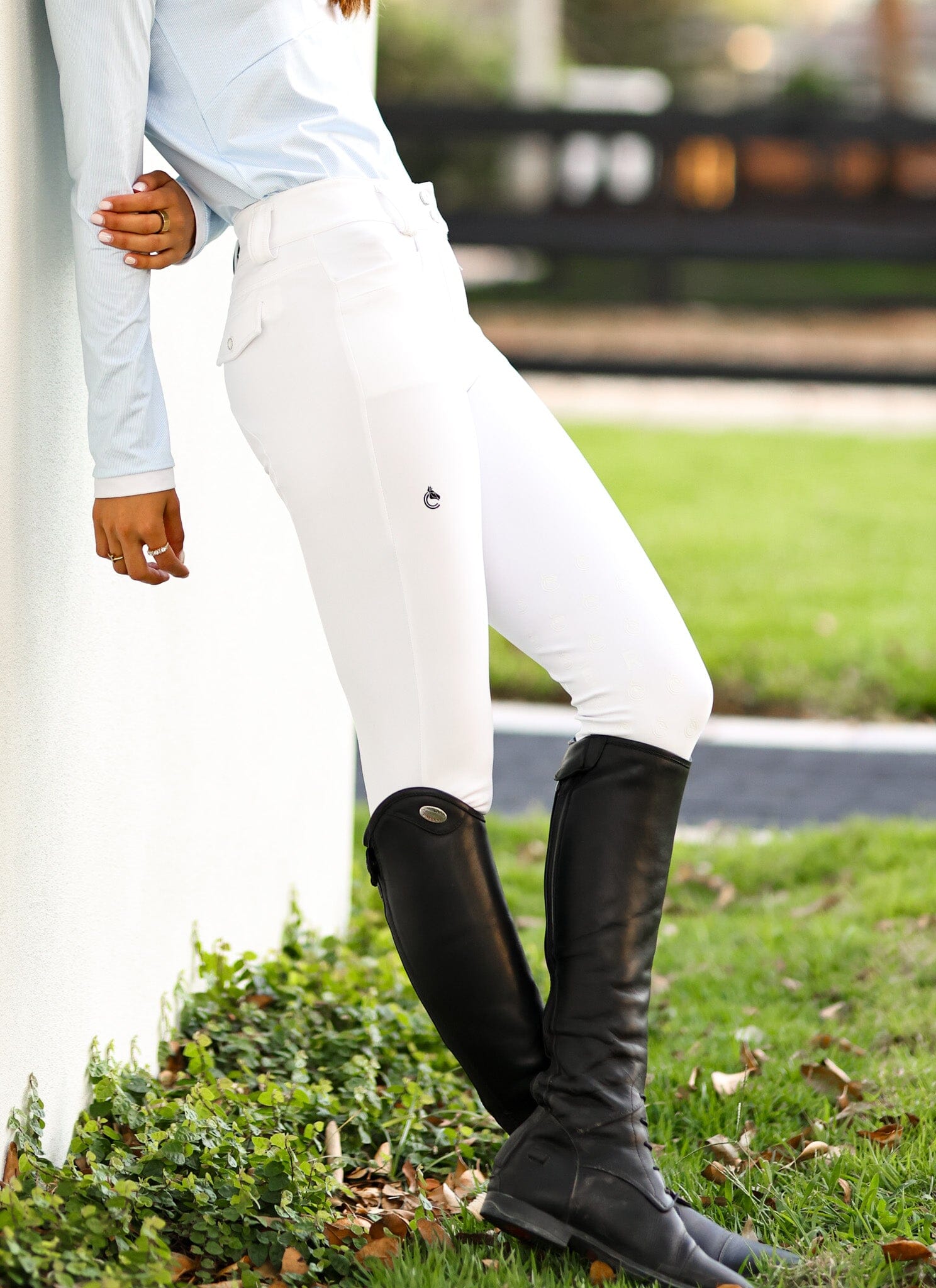 Juliette High Compression Show Breeches in White - Sample Sale